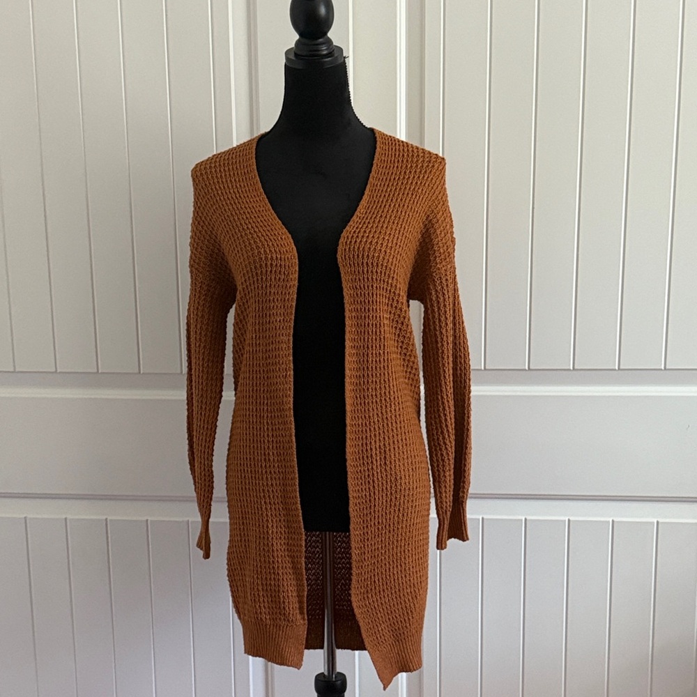 SHEIN Warm Tan Open-Front Cardigan